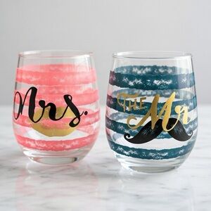 Mr. and Mrs. Stemless Glass Set